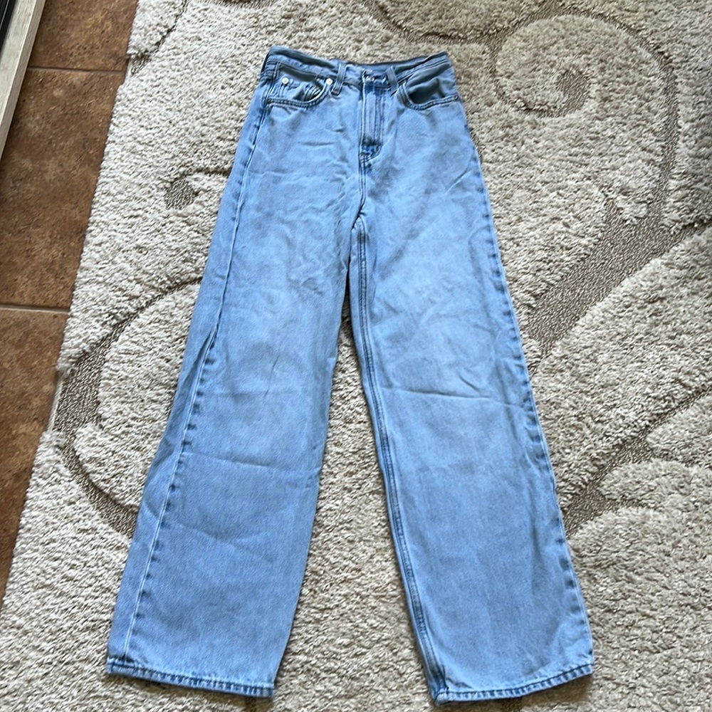 25 x 31 Levi’s High Loose Denim Blue Jeans Levi High Waist Straight Leg Light